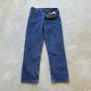 Carhartt Flannel Lined Jeans Men 34x34 Blue Relaxed Fit Medium Wash B172 DST